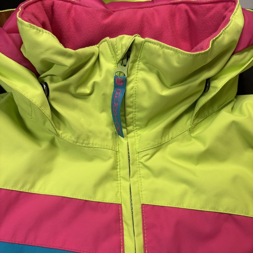 Burton Dryride Snowboard Jacket Youth Girls Size XL 18 Neon Yellow Blue Pink - Picture 6 of 16